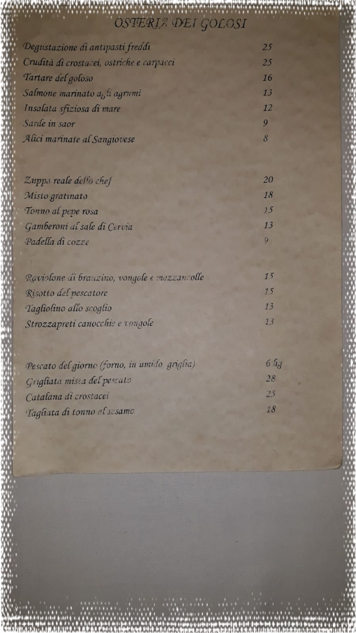 menu menu ristorante